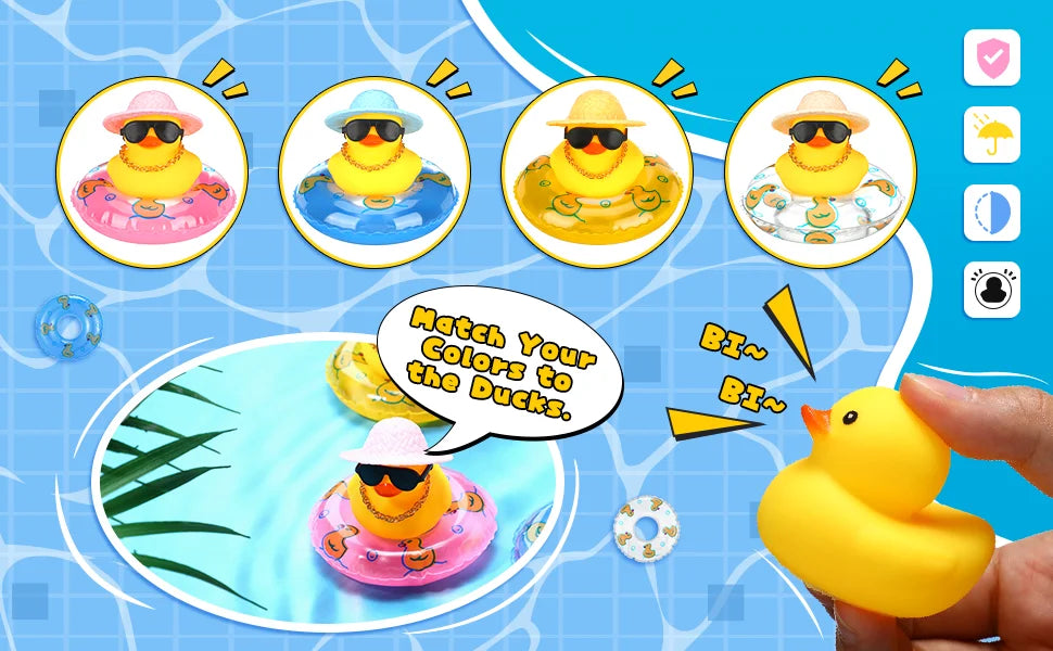 CowLost | product_id-24-pack-summer-rubber-duck-car-dashboard-decorations-with-mini-hat-and-swim-ring |8