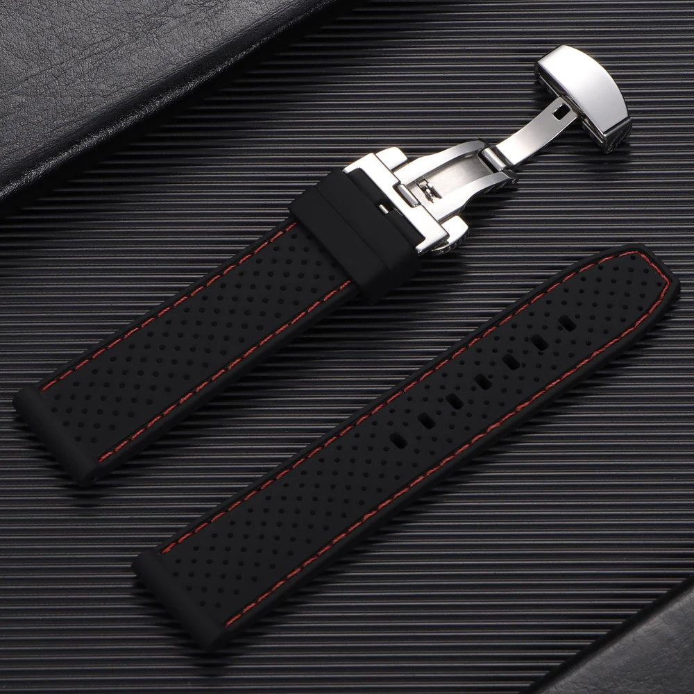 CowLost | product_id-20mm-22mm-breathable-waterproof-silicone-watch-strap-with-butterfly-buckle-for-men-and-women |1