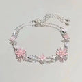 2025 Women’s Shiny Pink Zircon Butterfly Cherry Blossom Chain Bracelet Y2K Gift
