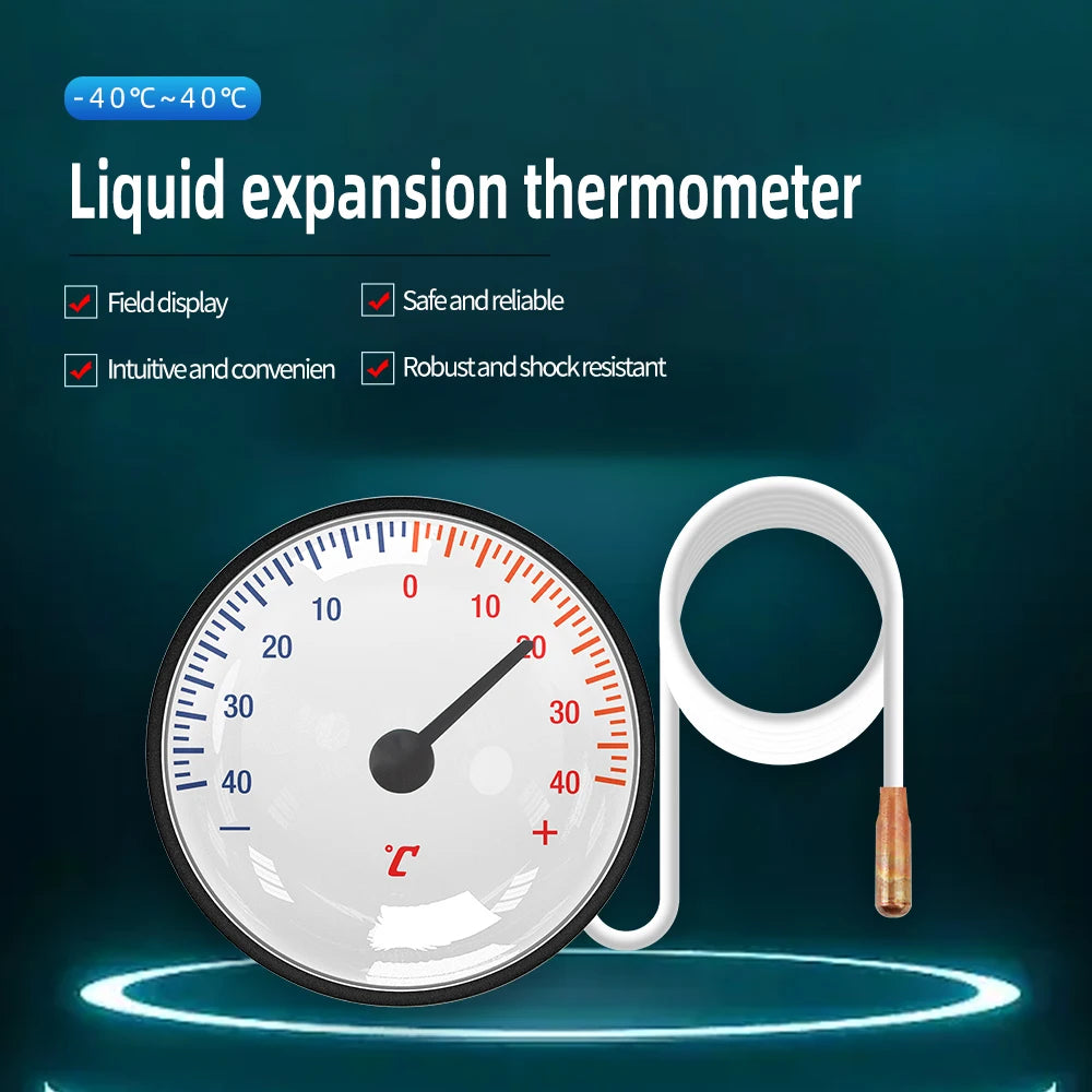 Expansion Thermometer with 1.2m Probe -40~40℃/0~120℃ Embedded for Cold Chain & Hot Spring Use
