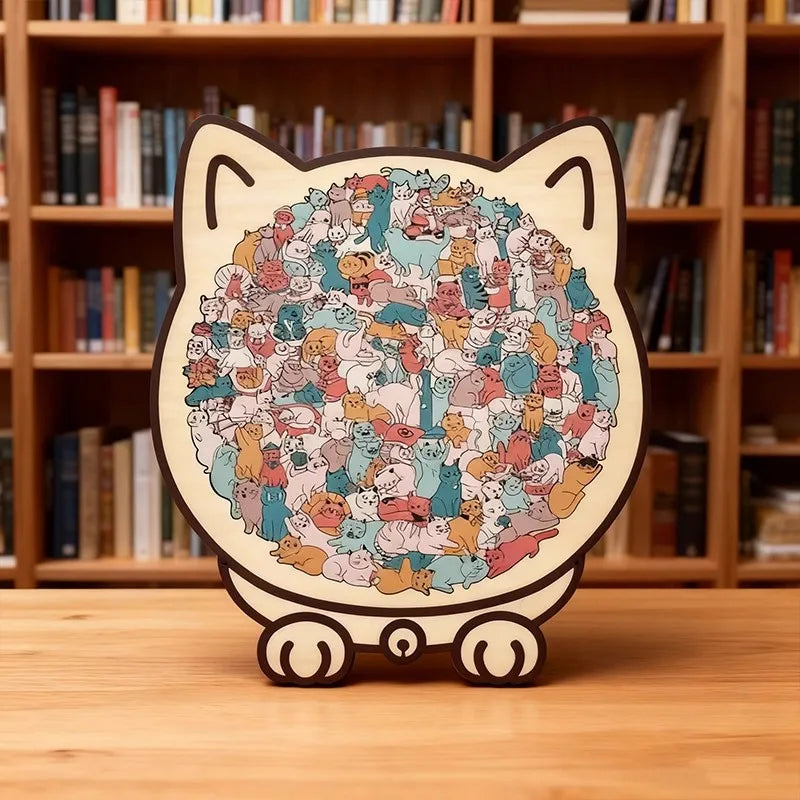 CowLost | product_id-colored-cat-wooden-jigsaw-puzzle-unique-animal-shape-creative-gift |17