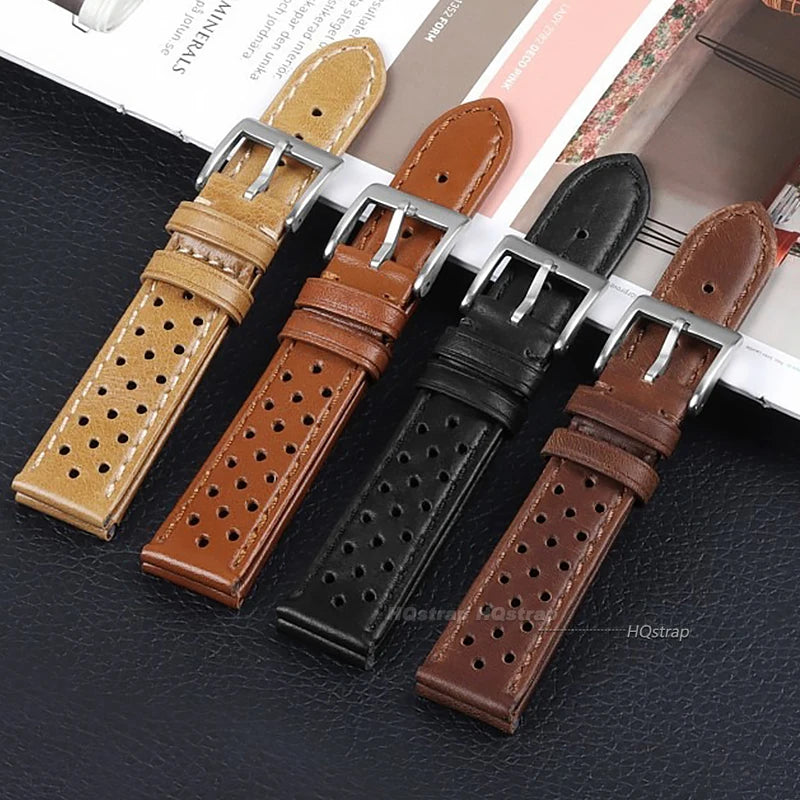 CowLost | product_id-breathable-genuine-cowhide-leather-watch-strap-18mm-22mm-for-tag-heuer-seiko-replacement |2