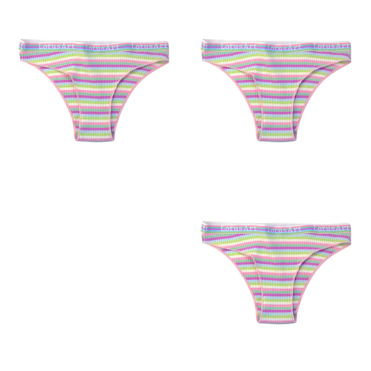 CowLost | product_id-3pcs-women-s-low-waist-striped-cotton-briefs-m-xxl-breathable-panties |18