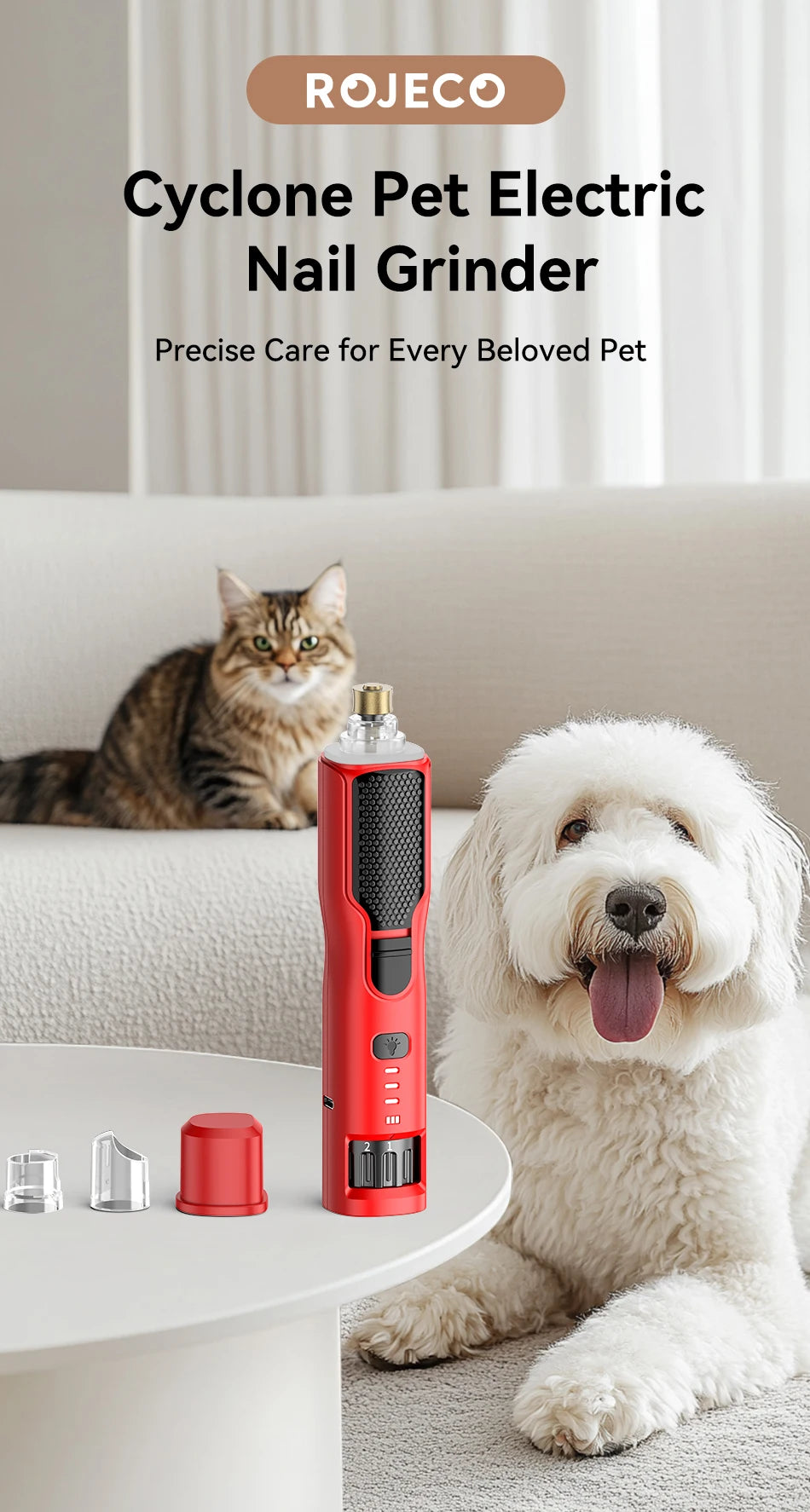 CowLost | pet-beds-rojeco-electric-pet-nail-grinder-with-led-light-and-adjustable-speeds |7