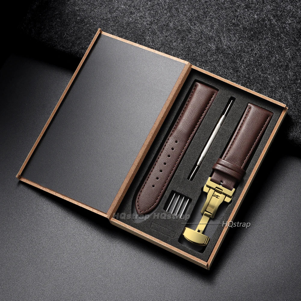 CowLost | bracelets-product_id-pu-leather-watch-band-14-24mm-with-stainless-steel-butterfly-buckle-black-brown-strap |13