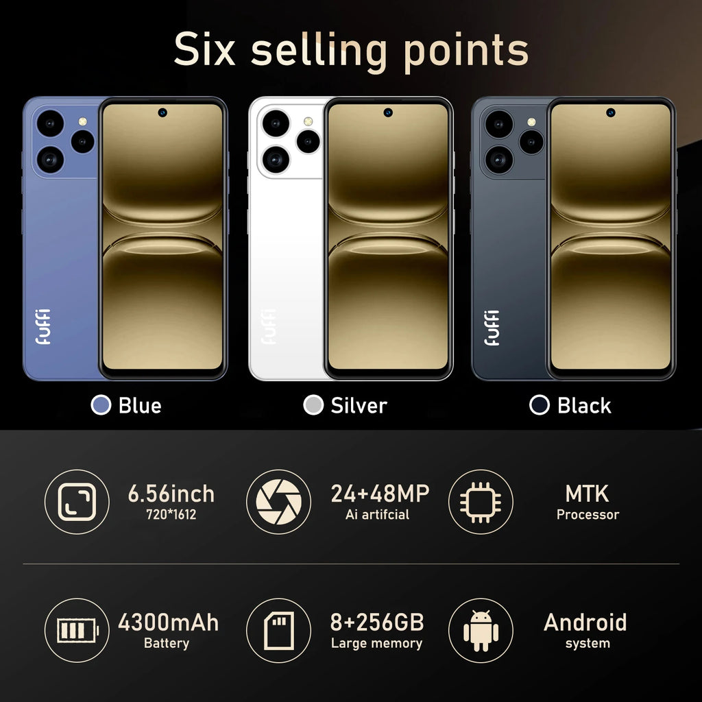CowLost | fuffi-i17-pro-max-smartphone-5g-android-8gb-ram-256gb-rom-6-56-inch-phone |6