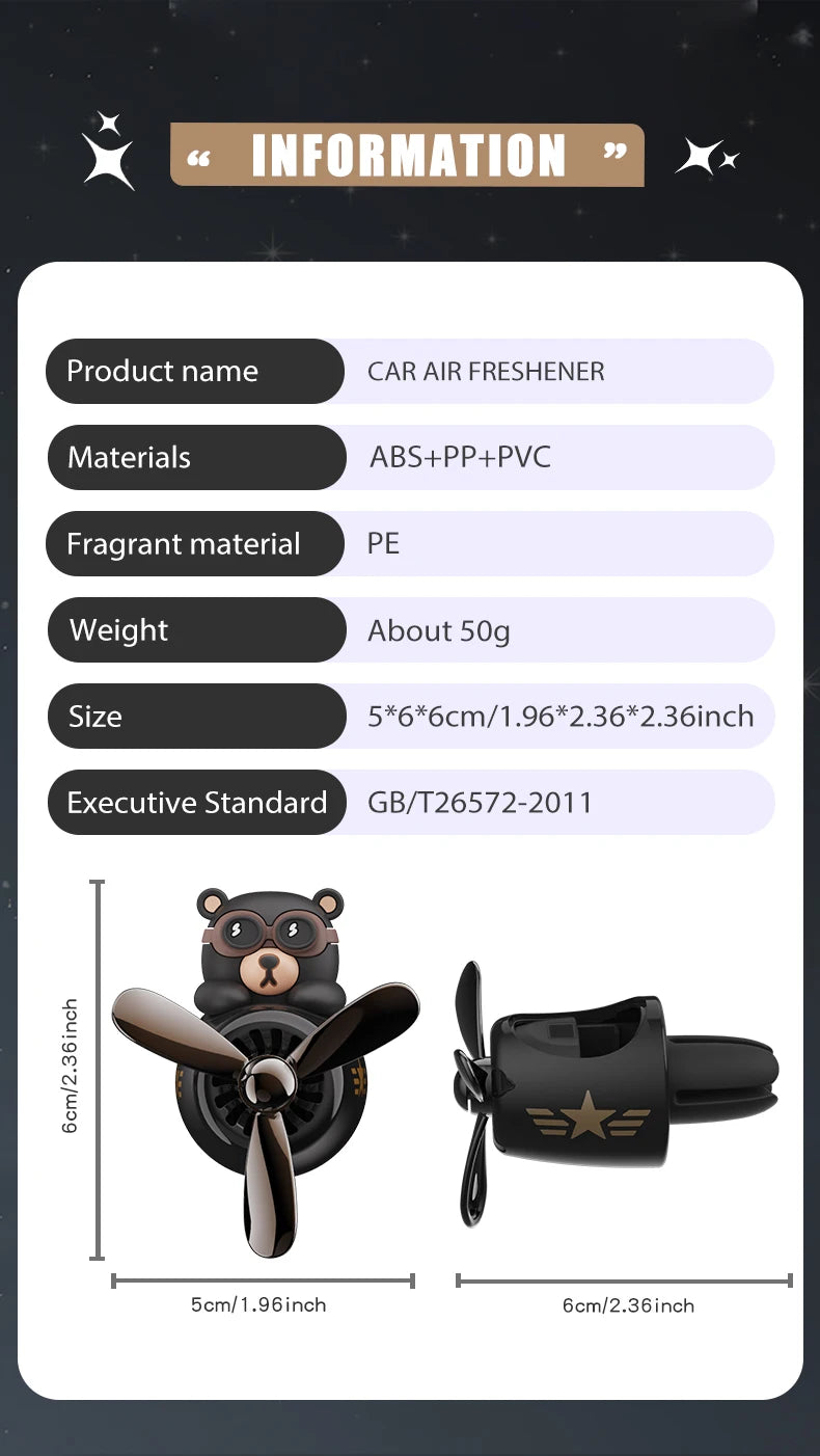 CowLost | product_id-rotating-pilot-bear-car-air-freshener-vent-clip-ocean-scent-diffuser |23