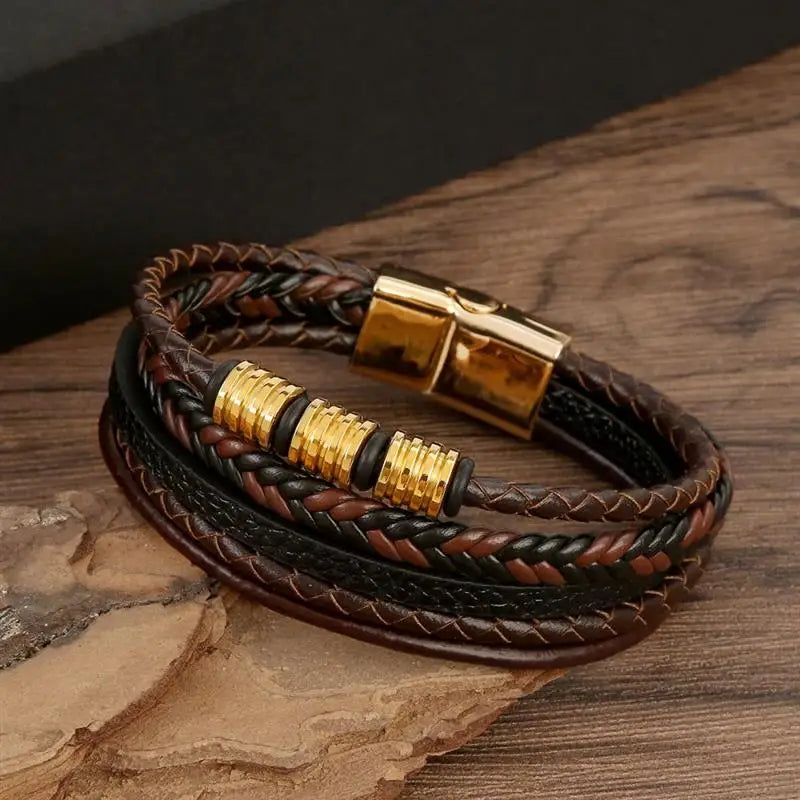 CowLost | jiayiqi-punk-beads-charm-men-bracelet-stainless-steel-magnetic-clasp-braided-mutilayer |25