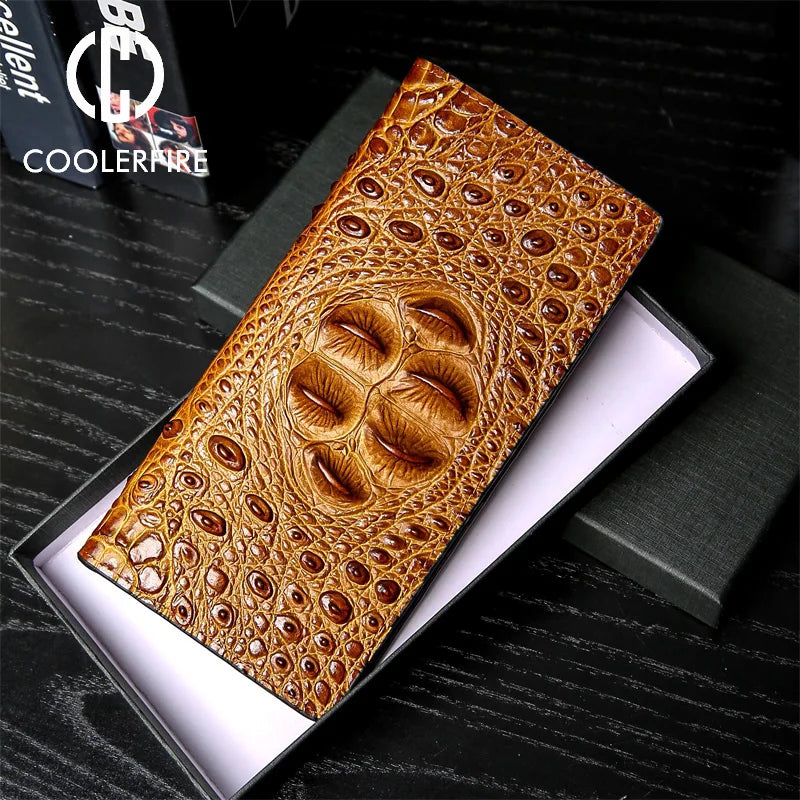 CowLost | men-wallets-business-long-crocodile-genuine-leather |1
