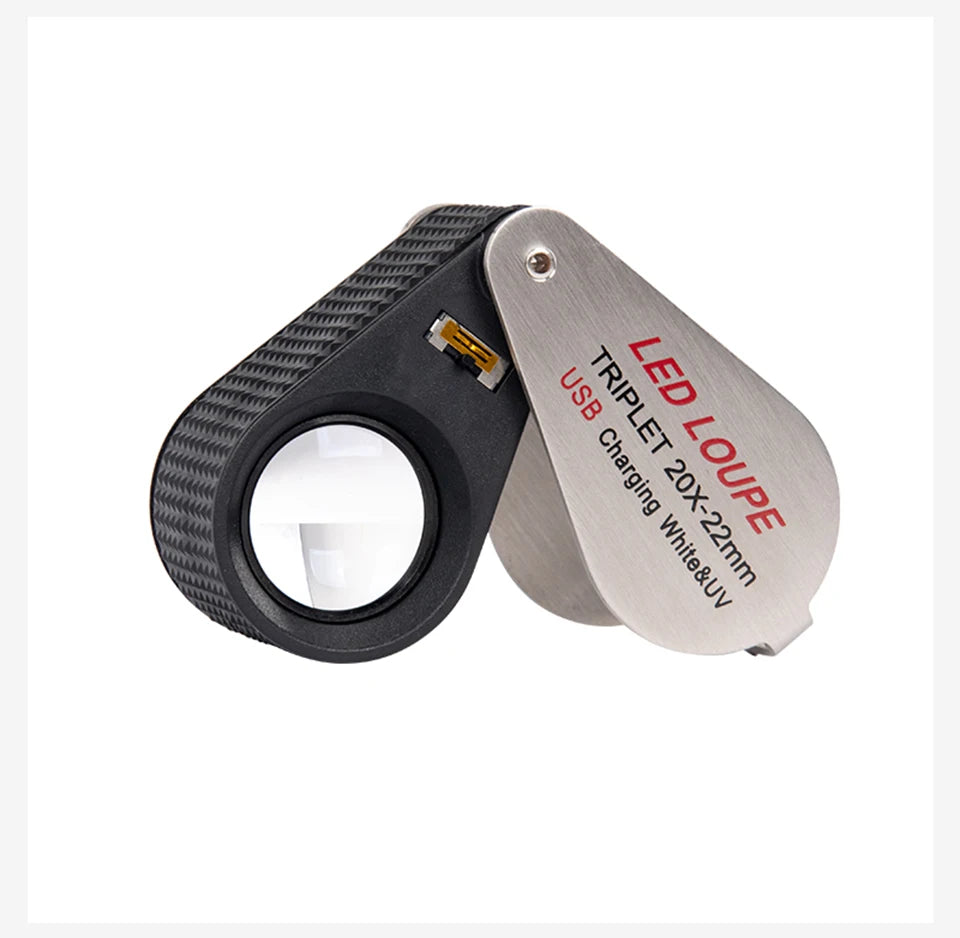 CowLost | 10x-20x-30x-40x-magnifier-loupe-with-dual-light-white-uv-led-illuminated-magnifier-jewelry-diamond-gemstone-eye-glass-for-repair |25