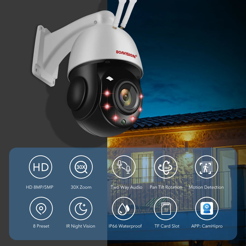 CowLost | outdoor-ip-camera-8mp-5mp-4g-sim-card-wifi-poe-ai-auto-tracking-30x-zoom-ptz-speed-dome-two-way-audio-ir-80m-surveillance-camera |7