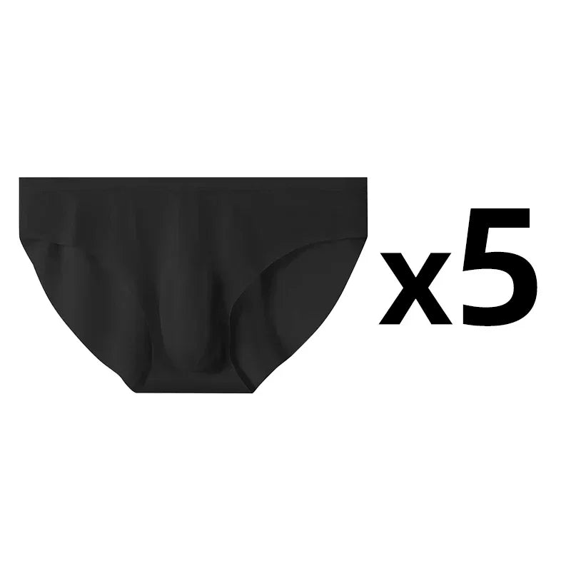CowLost | 5-pairs-lot-mens-ice-silk-seamless-briefs-summer-transparent-quick-drying-underwear |23