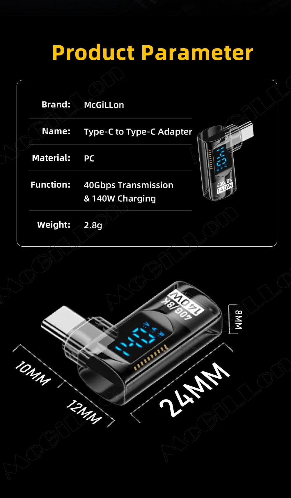 CowLost | product_id-transparent-led-usb4-0-type-c-to-c-otg-adapter-40gbps-8k-60hz-5a-fast-charging-140w-pd-for-iphone-16-15-macbook-pro |14