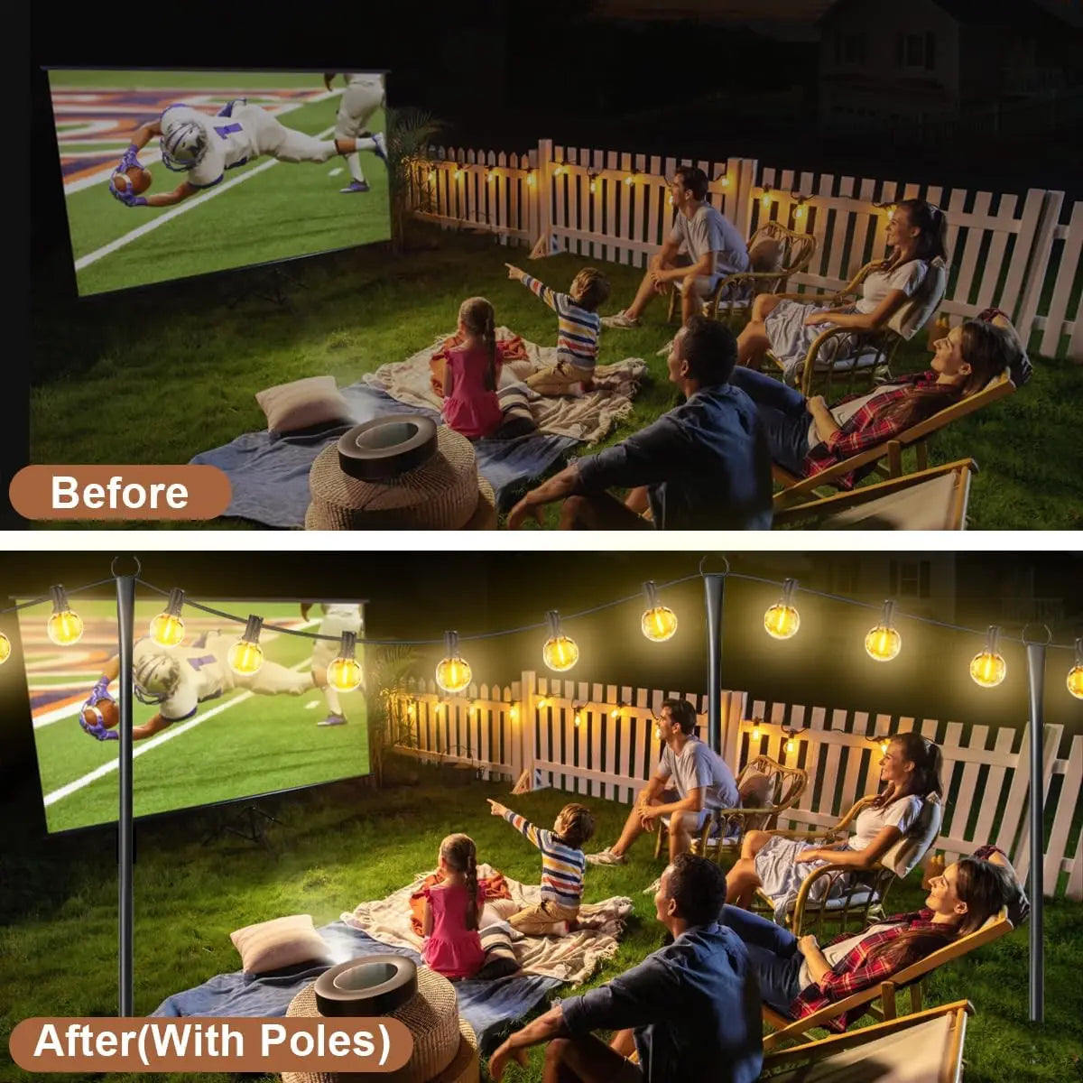 6/4/2 PCS Adjustable Metal String Light Poles with Forks for Outdoor Rustproof Use