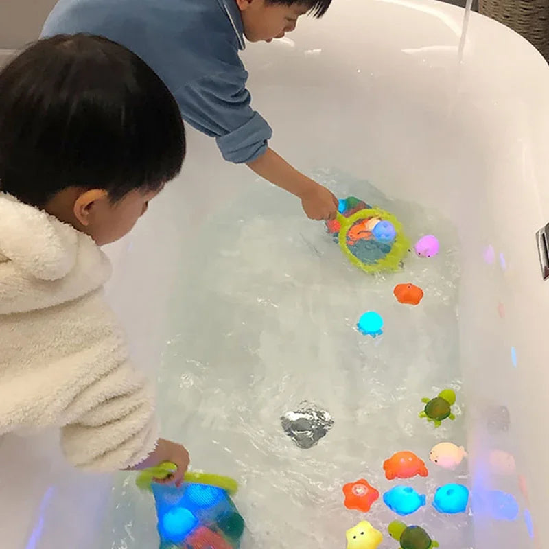 LED Light Up Floating Frog Bath Toy for Kids - Soft Rubber Swimming Toy