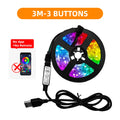RGB USB LED Strip Lights with 3-Key Controller for TV Backlight, Room, Party, Gifts