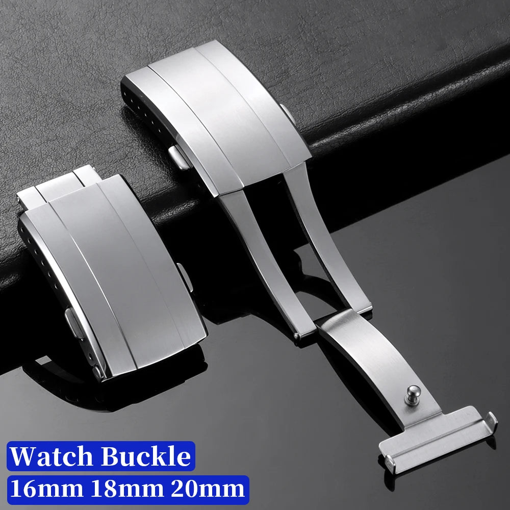 CowLost | 16mm-18mm-20mm-watch-buckle-solid-stainless-steel-brushed-folding-safety-buckle-double-push-watch-clasp-universal-premium-clasps |1