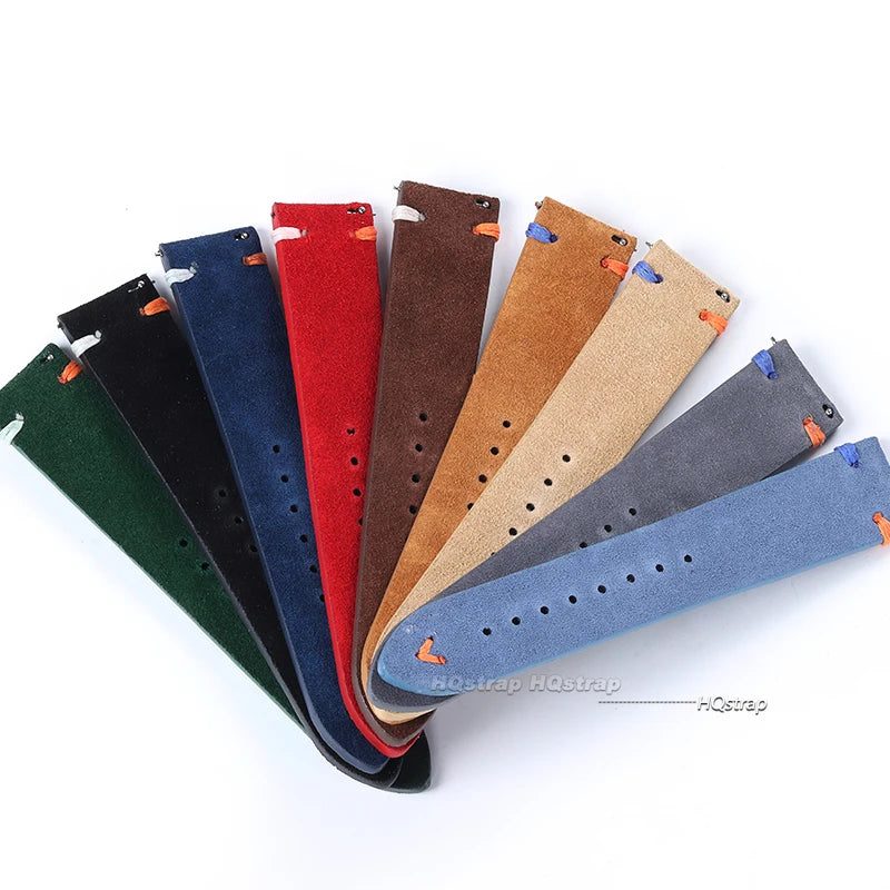 CowLost | 18mm-20mm-22mm-vintage-suede-leather-watch-strap-for-seiko-for-samsung-watch-5-4-3-handmade-stitching-quick-release-bracelet |5