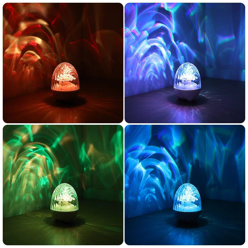 Aurora & Ocean Wave Projector Lamp with Remote, Music Speaker, RGB Effects, Rechargeable Night Light Gift