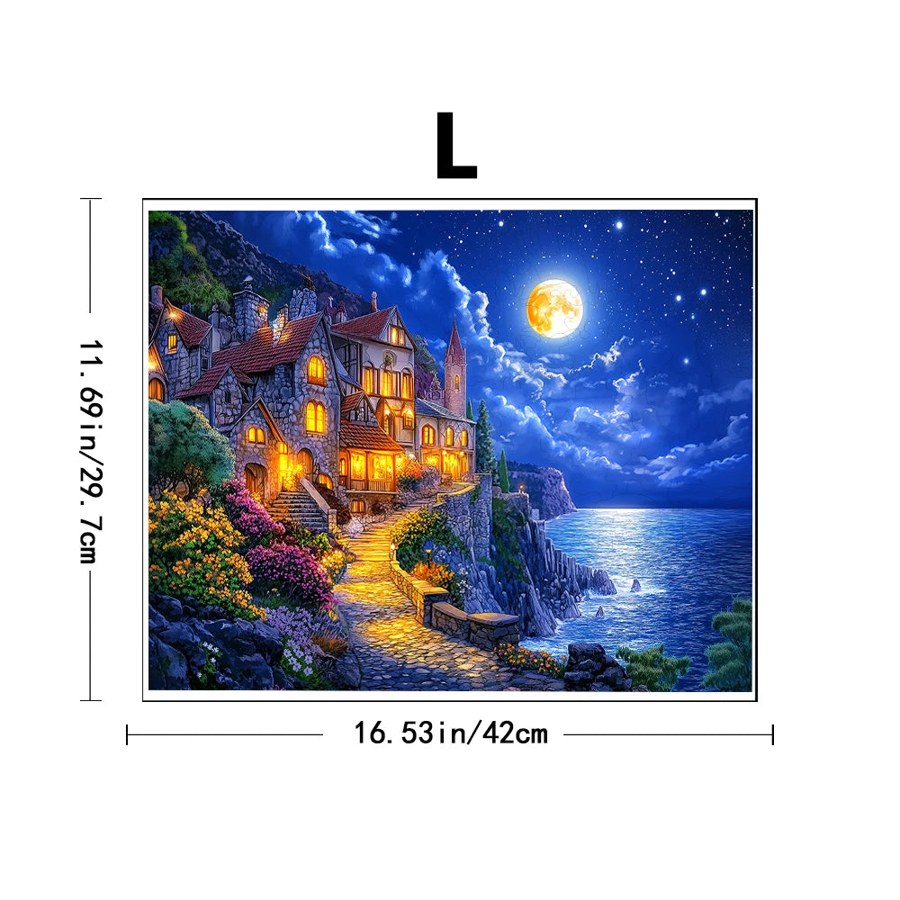CowLost | product_id-moonlit-coastal-castle-wooden-jigsaw-puzzle-with-animal-shaped-pieces-for-adults-gift |7