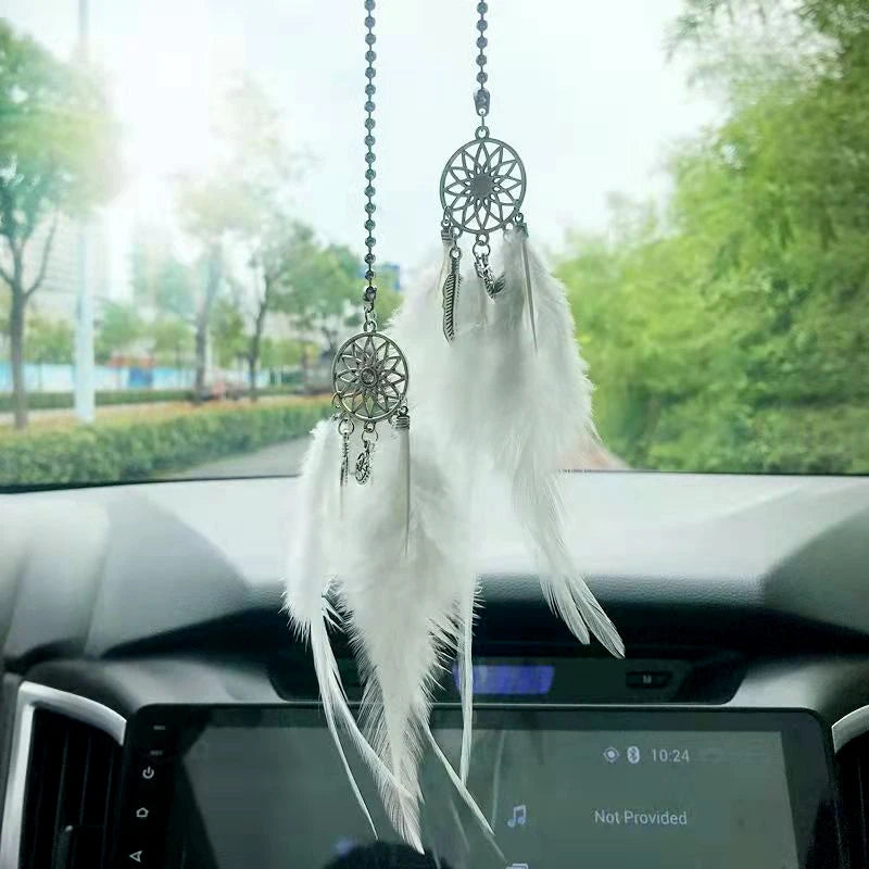 CowLost | product_id-mini-dream-catcher-car-pendant-wind-chime-feather-decoration-handmade-gift |15