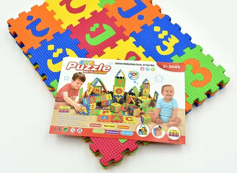 Arabic Alphabet and Number Puzzle Mats for Kids 28PCS Language & 8PCS Number Carpet Rugs