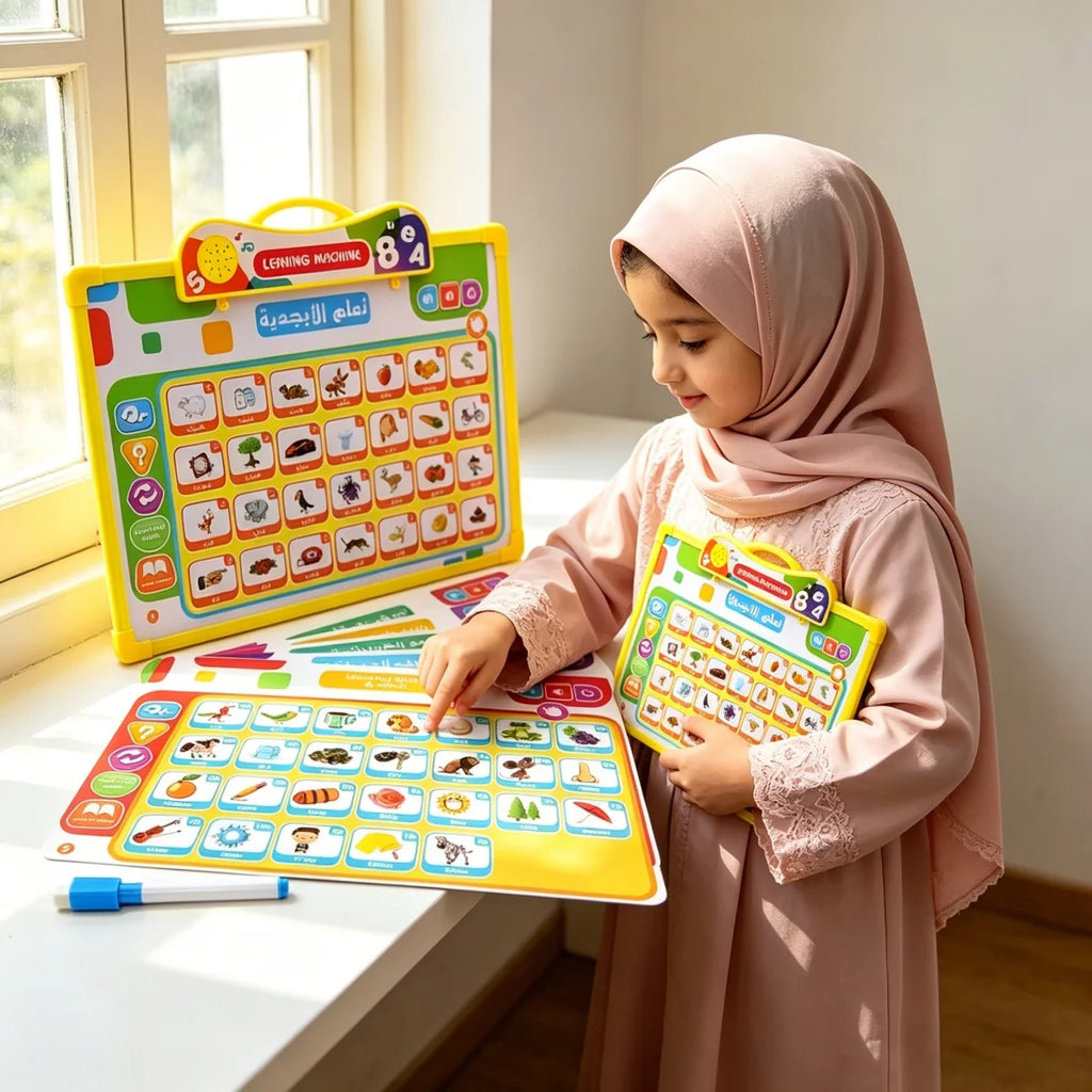 Muslim Kids Arabic Electronic Learning Board with 11 Themes Alphabet Number Words Sound Toy