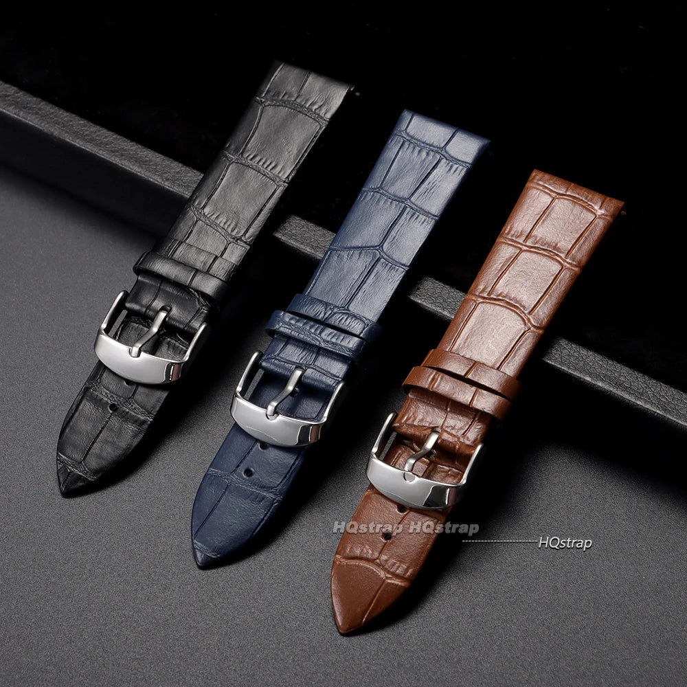 Vintage Leather Watchbands 18mm 20mm 22mm Soft Cowhide Pin Buckle Waterproof Wristband