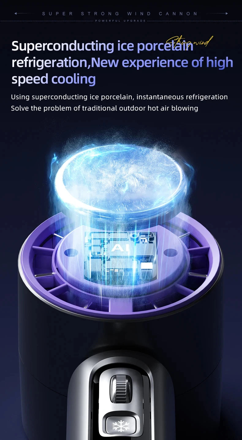 CowLost | homefish-new-semiconductor-refrigeration-high-speed-handheld-electric-fan-4000mah-usb-portable-rechargeable-outdoor-small-fan |11