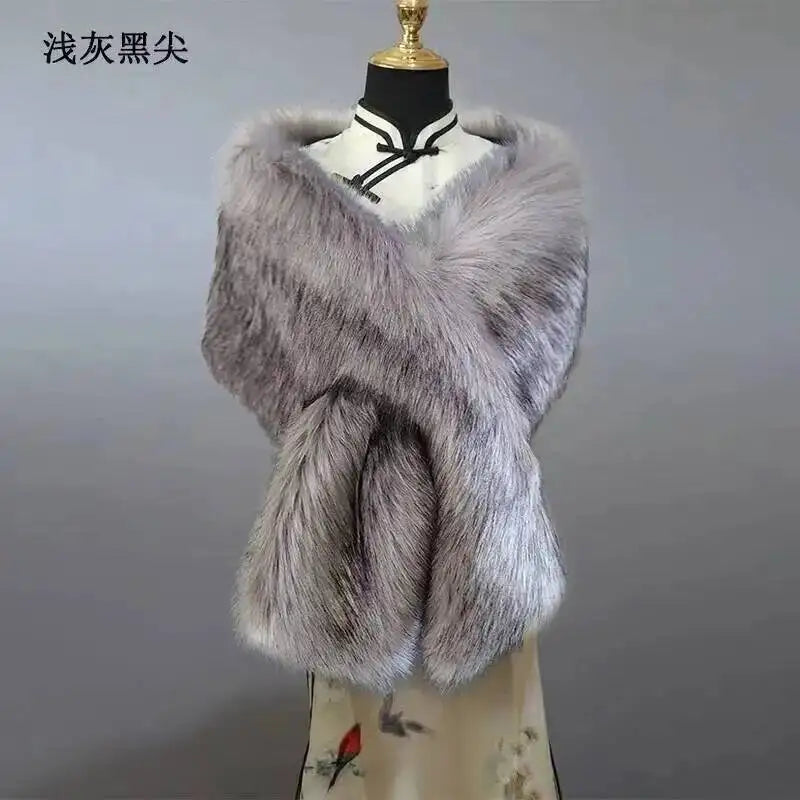 CowLost | 32-colors-165-30cm-women-luxury-warm-faux-fox-fur-shawl-winter-ladies-plush-scarf |74