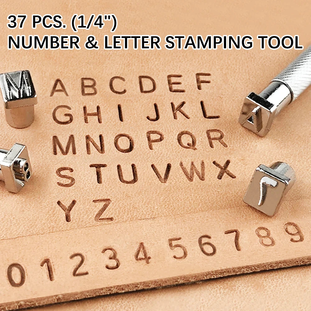 CowLost | 37pcs-letters-stamping-kit-3-5mm-6-5mm-metal-alphabet-number-leather-leather-embossed-tools-stamp-punch-tools |4