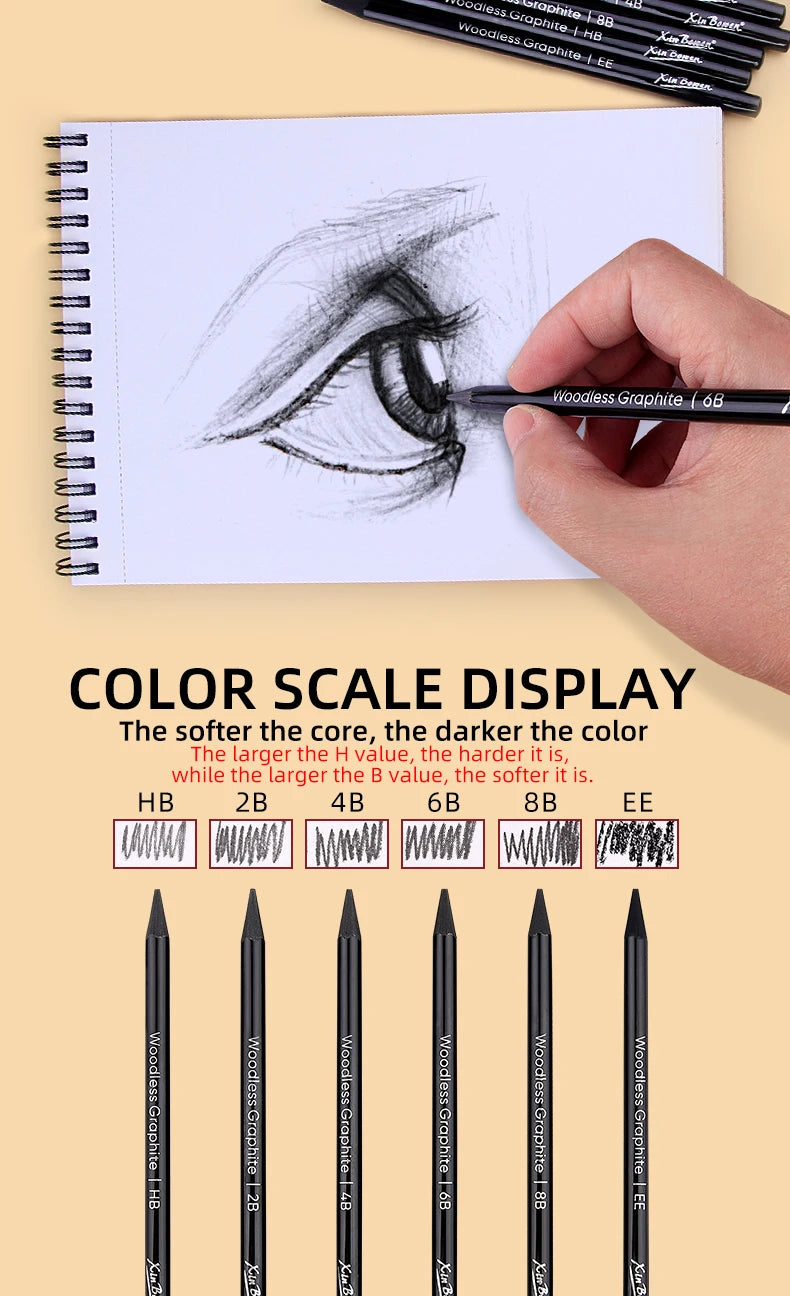 CowLost | wood-free-graphite-sketching-carbon-pencil-set |11