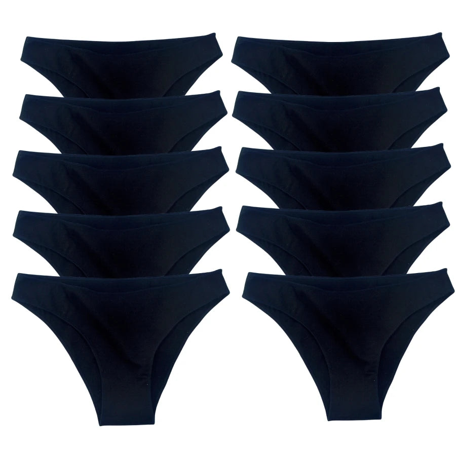 CowLost | product_id-10pcs-women-s-low-rise-seamless-cotton-briefs-solid-color-panties-m-xxl |25