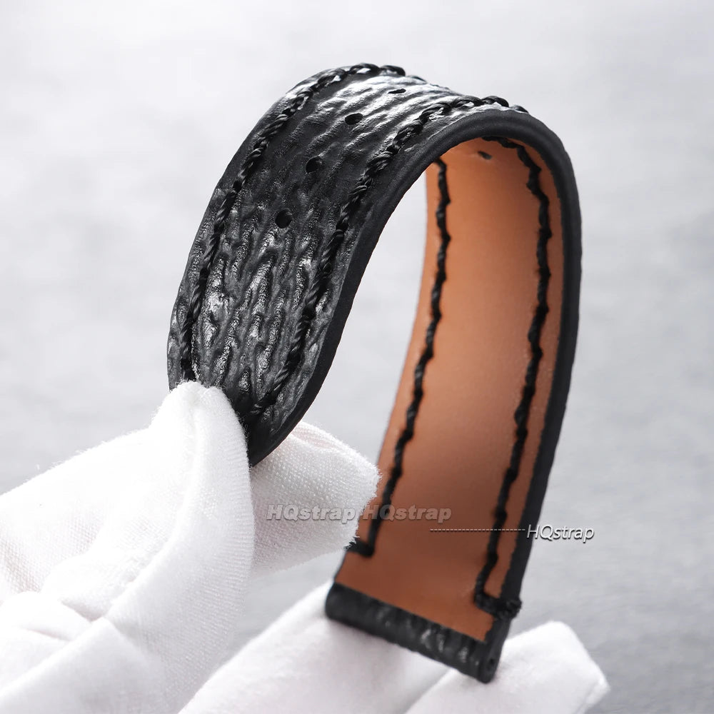 Handmade Vintage Leather Watchband 18-22mm for Seiko Panerai Snake Shark Skin Pattern Cowhide