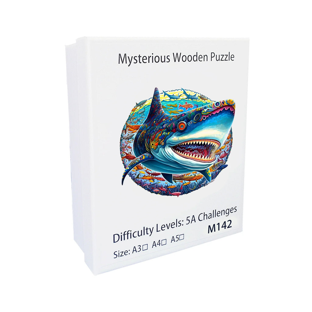 CowLost | shark-pattern-wooden-puzzle-irregular-animal-shapes-stress-relief-toys-holiday-birthday-gift |6
