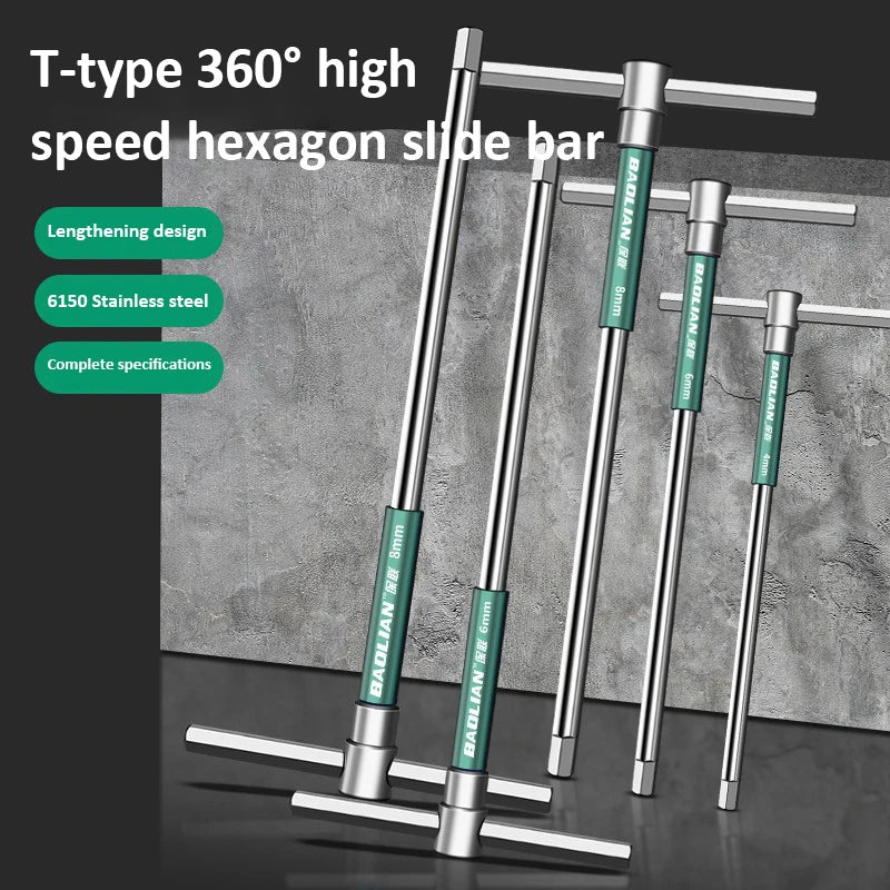 CowLost | t-bar-socket-wrench-2-10mm-adjustable-t-handle-speed-wrench-set-nut-spinner-hex-socket-t-shape-handle-wrench-2-way-drive-design |3