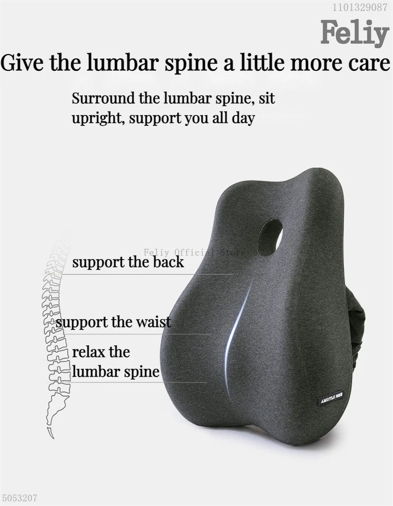 CowLost | memory-foam-office-chair-cushion-car-seat-support-waist-pillow-massage-lumbar-pain-relief-cushion-slow-rebound-orthopedic-pillow |10