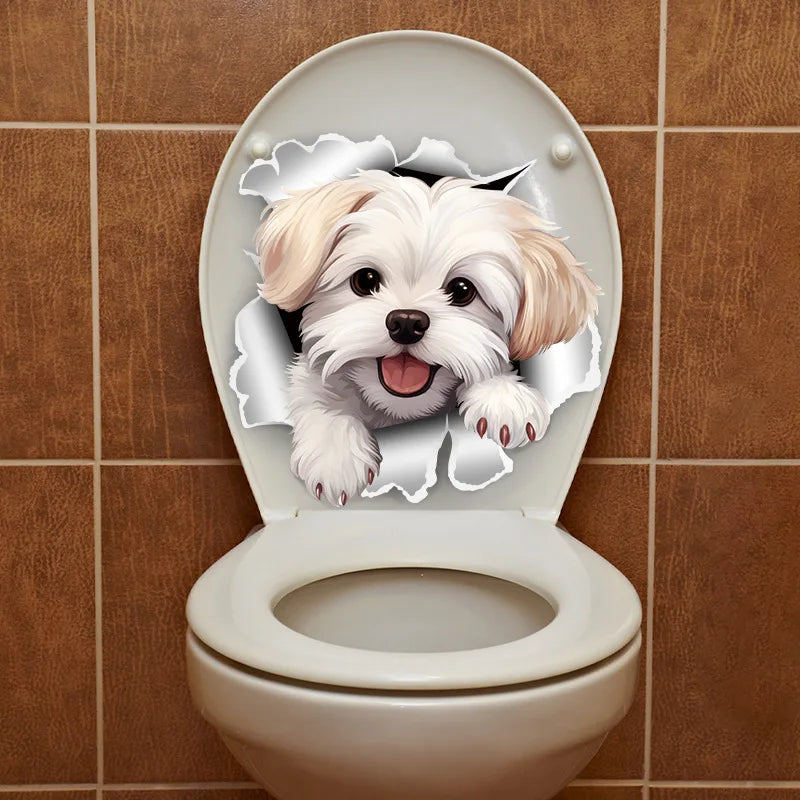 CowLost | 1pc-creative-3d-cracked-animal-dog-toilet-sticker |10