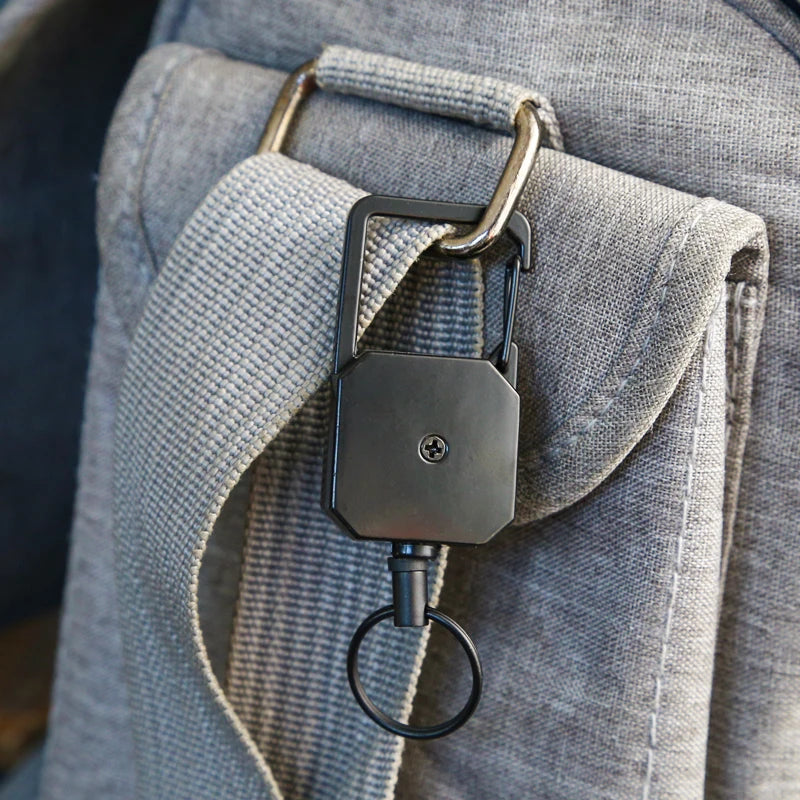 CowLost | retractable-key-ring-outdoor-anti-loss-key-chain-d-shaped-climbing-carabiner-lanyard-easy-pull-buckle-highly-elastic-key-ring |5