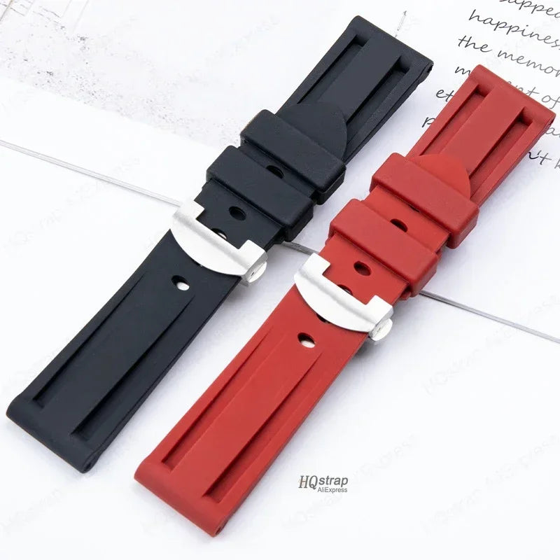 CowLost | butterfly-buckle-rubber-strap-22mm-24mm-for-panerai-watch-band-silicone-bracelet-replacement-straps-men-wristband-accessories |4