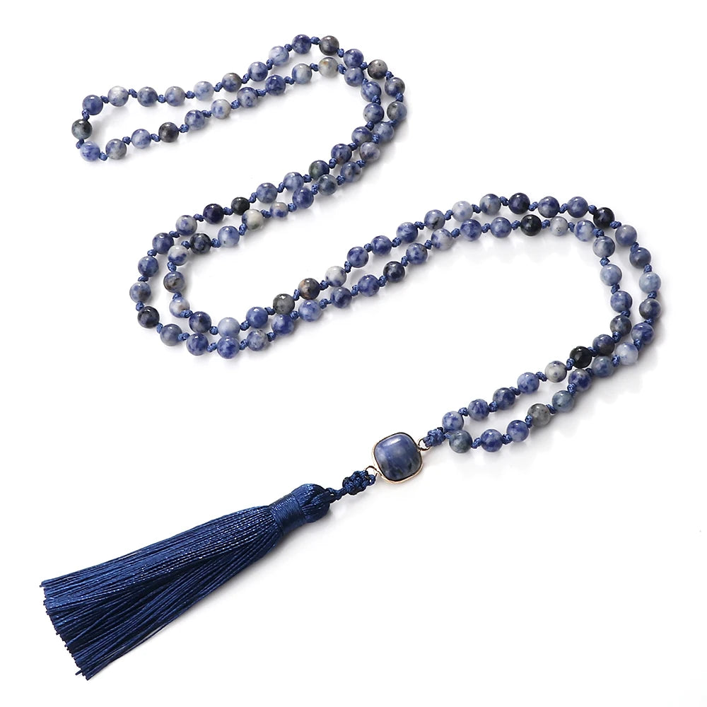CowLost | handbags-white-dot-blue-vein-sodalite-108-beaded-mala-necklace-natural-stone |1
