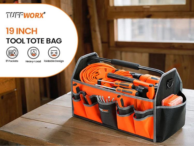 CowLost | product_id-electrician-tool-bag-with-17-pockets-steel-handle-removable-shoulder-strap |7