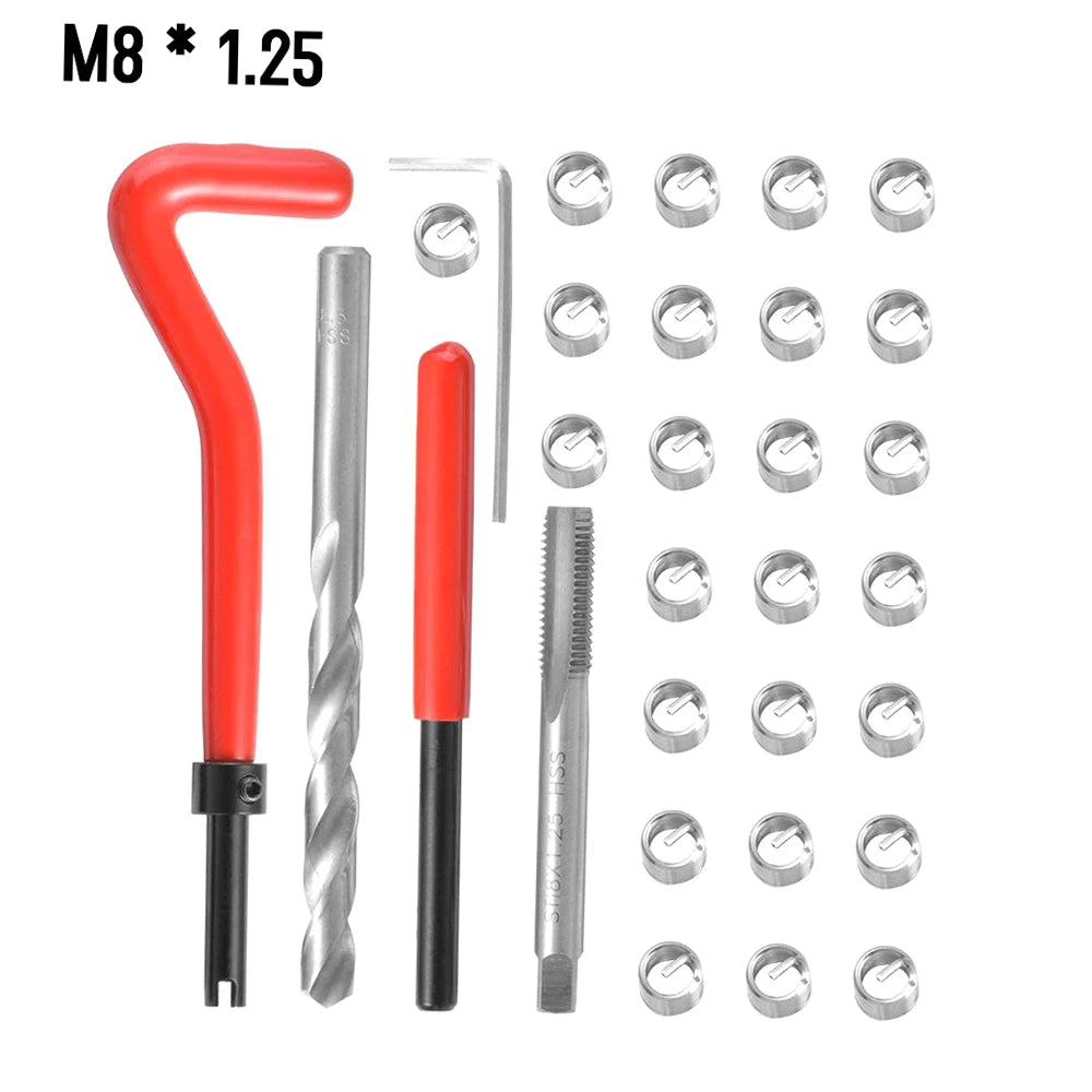 CowLost | 15-30pcs-metric-thread-repair-insert-kit-m5-m6-m8-m10-m12-m14-helicoil-car-pro-coil-tool-m14-1-5-thread-repair-insert-kit |7
