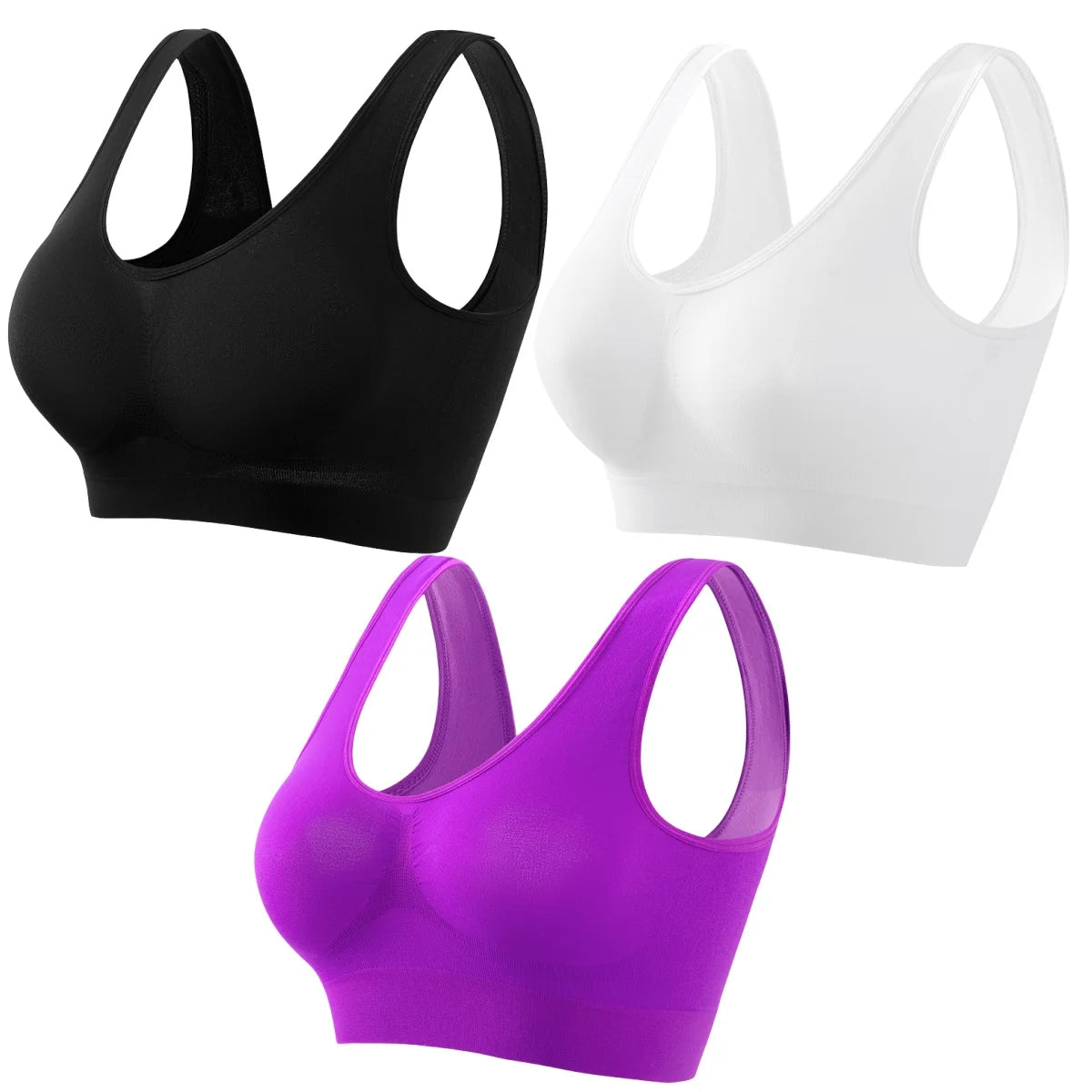 CowLost | product_id-3pcs-seamless-wireless-plus-size-crop-top-bra-set-s-5xl-breathable-sport-brassiere |6