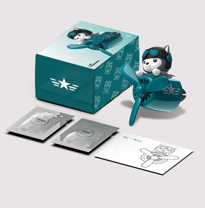 CowLost | product_id-pilot-husky-dog-car-air-freshener-propeller-plane-vent-clip-ocean-scent-aroma-diffuser |19