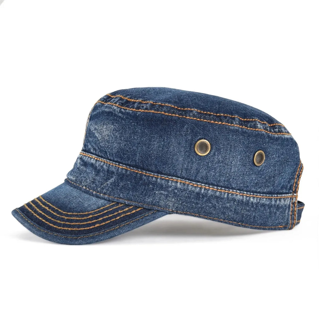 CowLost | voboom-denim-army-cap-men-washed-cotton-bucket-hat |3