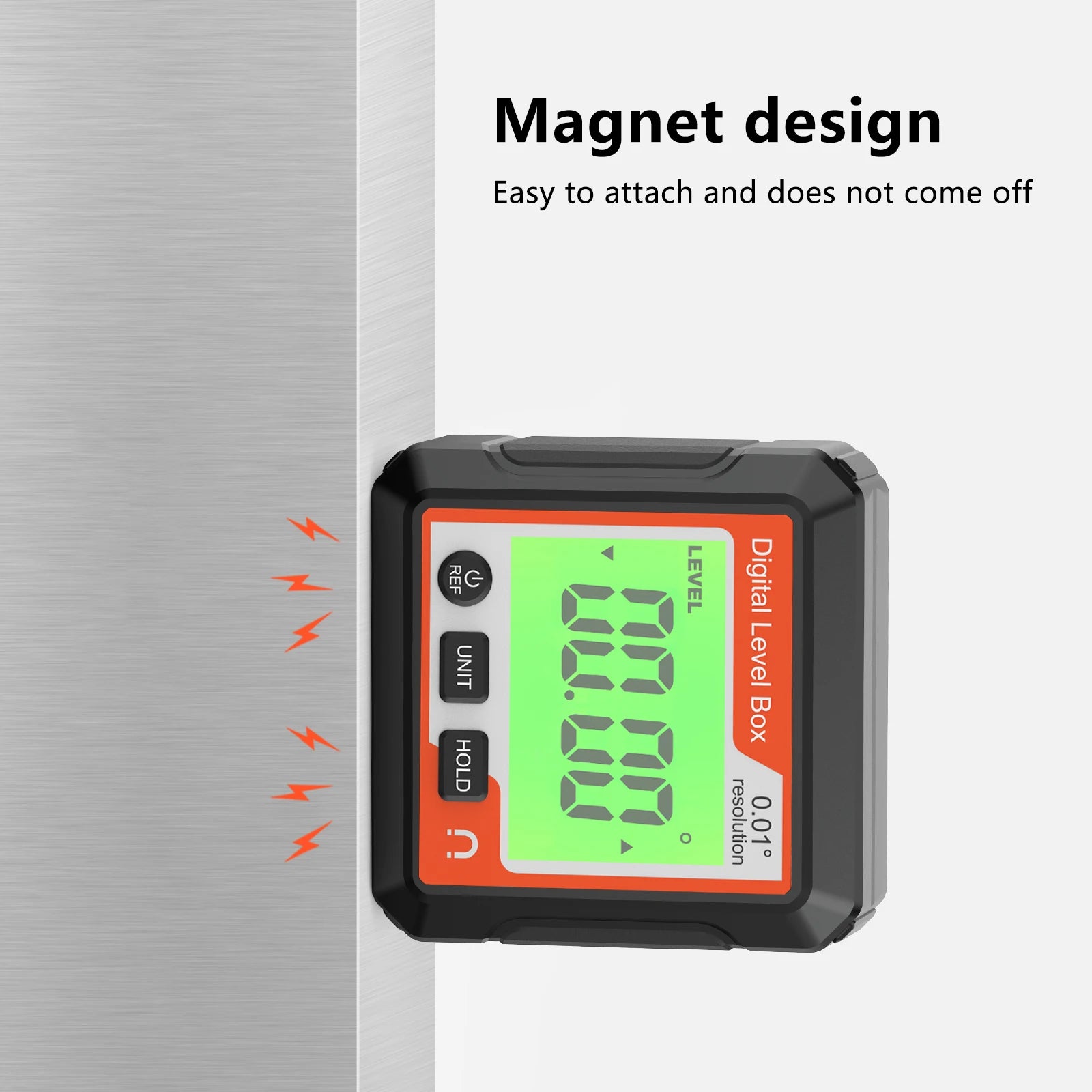 Digital Magnetic Inclinometer LCD Backlight Angle Finder 4x90° Protractor Level Box for Woodworking