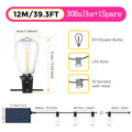 Solar String Lights 12M/9.5M Outdoor with Remote, IP65 Shatterproof ST38 LED Bulbs, 8 Modes for Garden Party