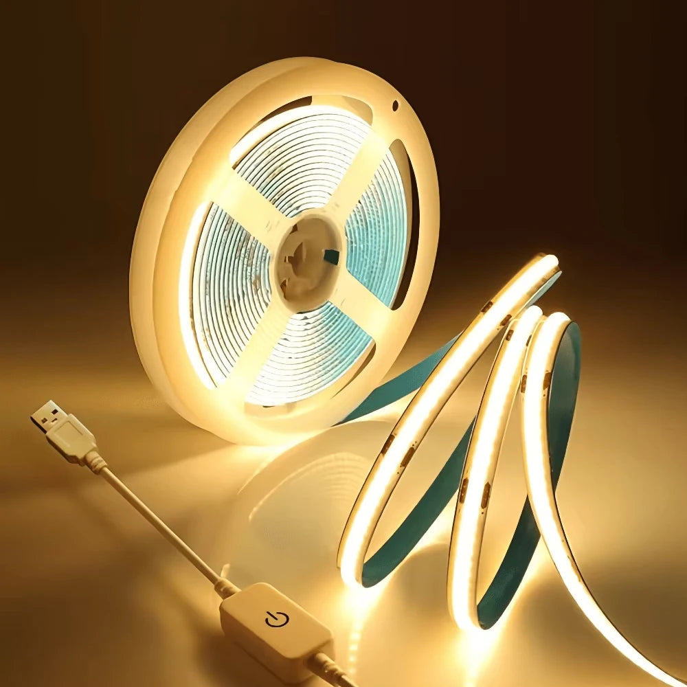 CowLost | light-ropes-strings-product_id-5v-usb-cob-led-strip-light-320-leds-m-touch-dimmer-flexible-tape-non-waterproof-for-room-cabinet-mirror-backlight |1