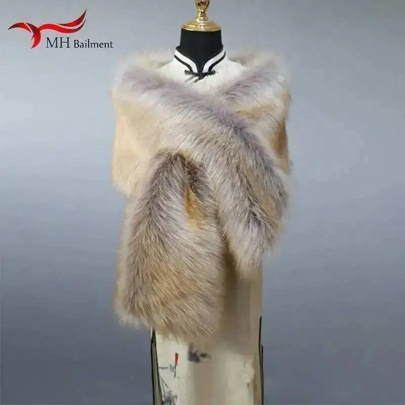 CowLost | 32-colors-165-30cm-women-luxury-warm-faux-fox-fur-shawl-winter-ladies-plush-scarf |1